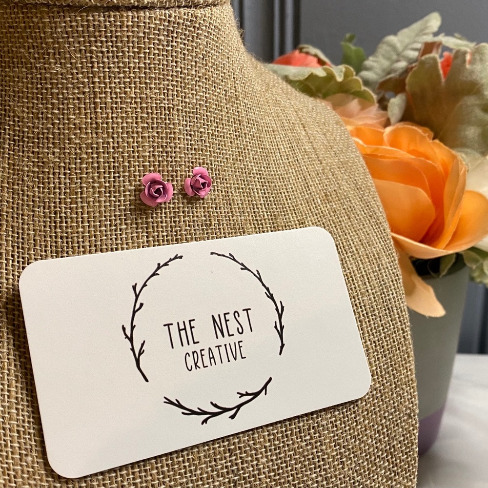 Pink Rose Studs